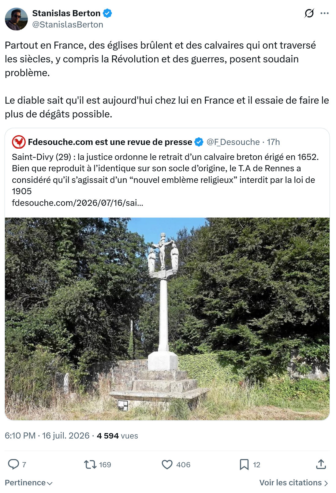 Stanislas Berton: Partout en France, des églises brûlent...