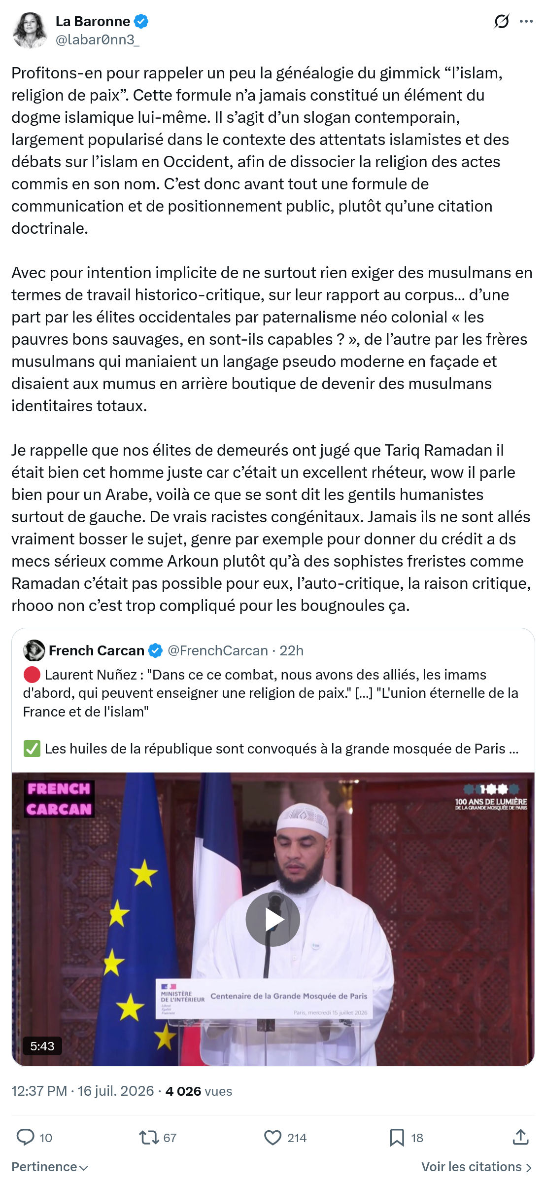 La Baronne: Profitons-en pour rappeler un peu...