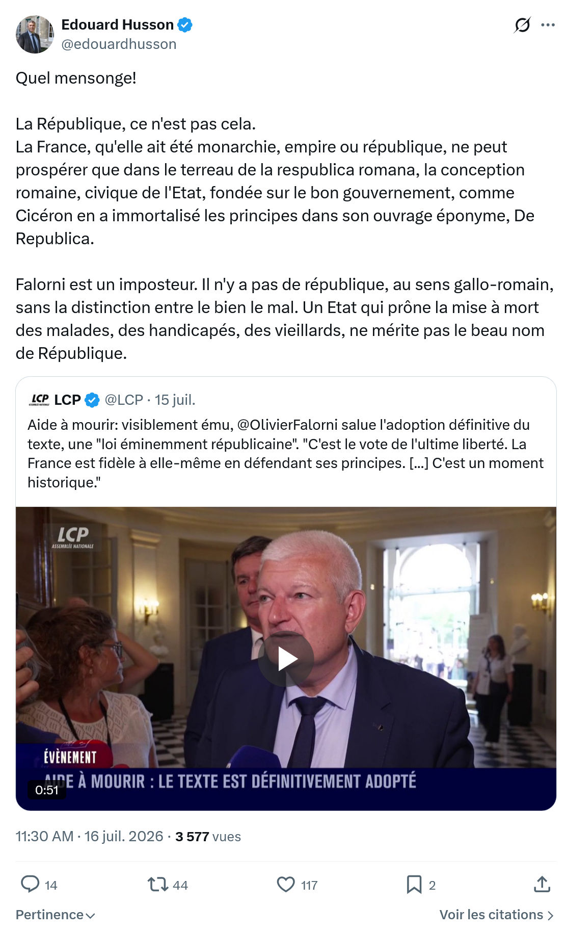 Édouard Husson: Quel mensonge!...