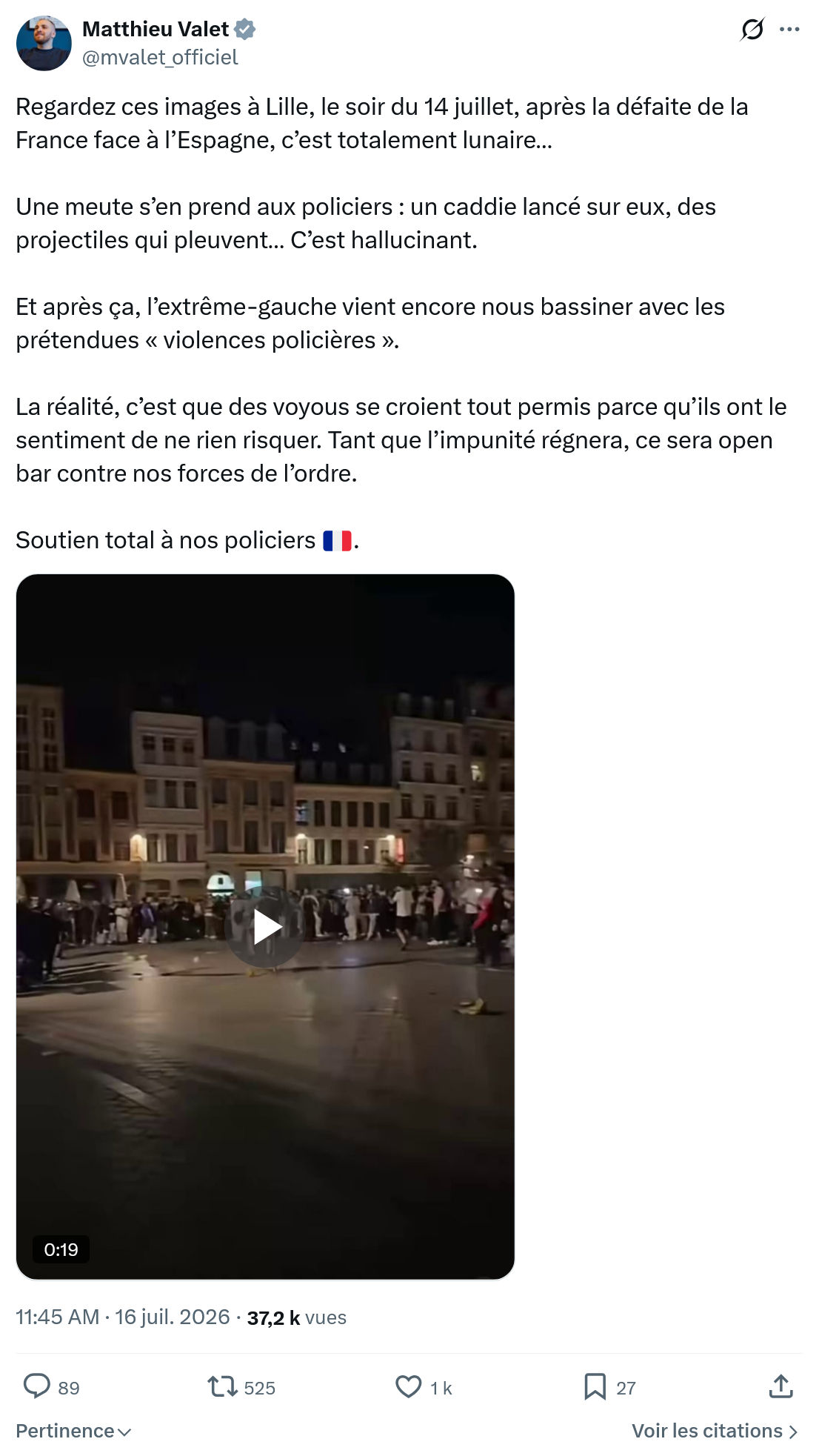 Matthieu Valet: Regardez ces images à Lille...