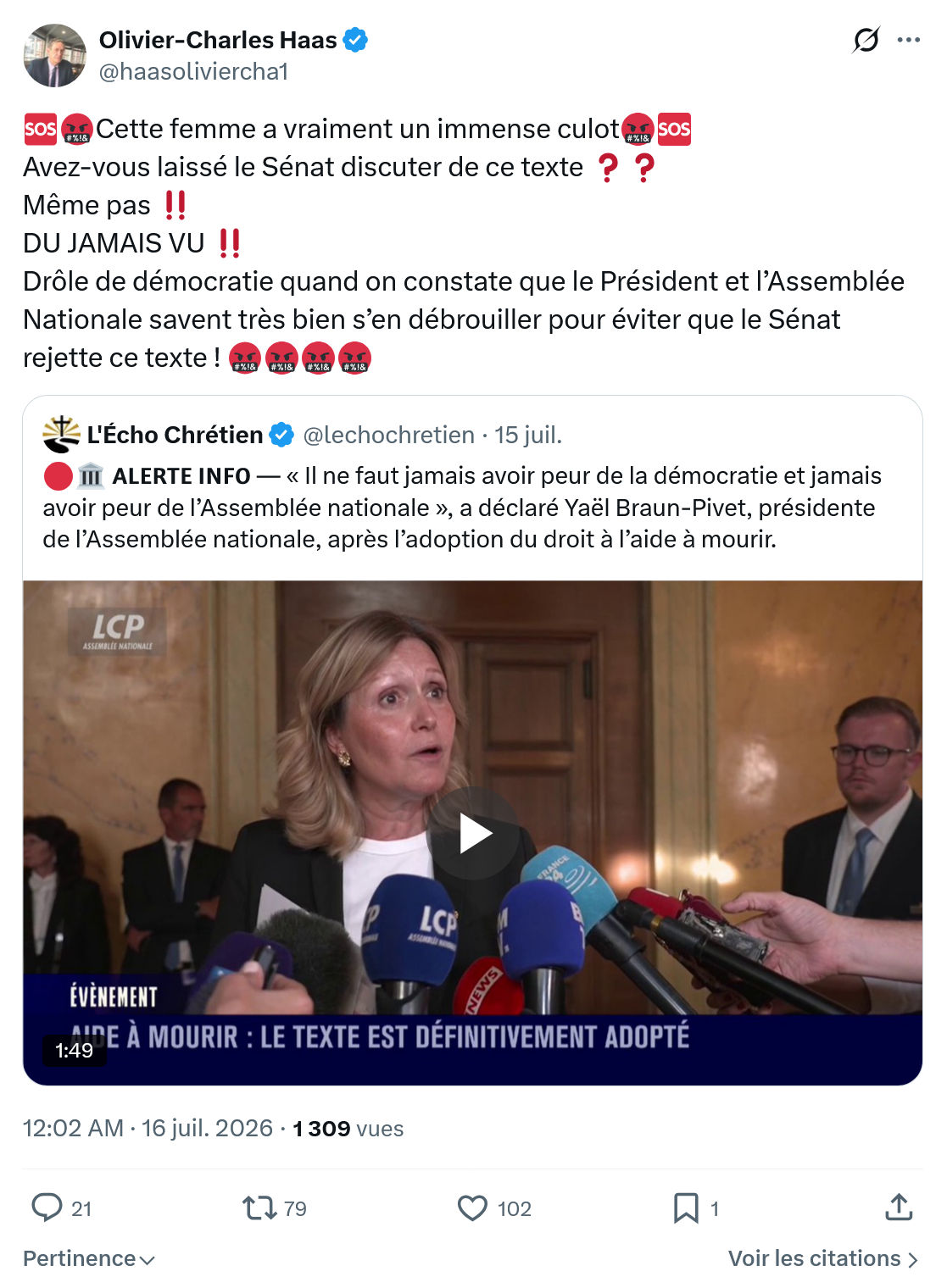 Olivier-Charles Haas: Cette femme a vraiment un immense culot...