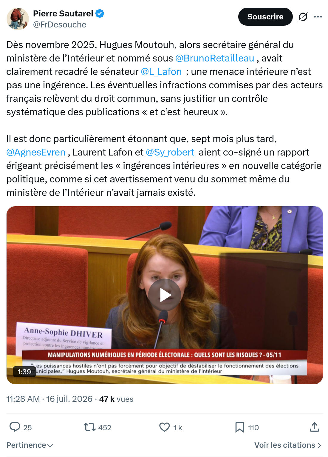 Pierre Sautarel: Dès novembre 2025...