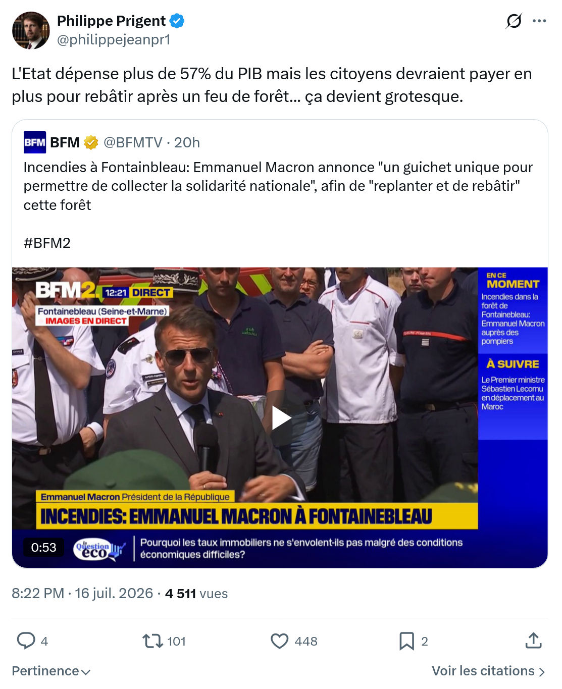 Philippe Prigent: L'Etat dépense plus de 57%...
