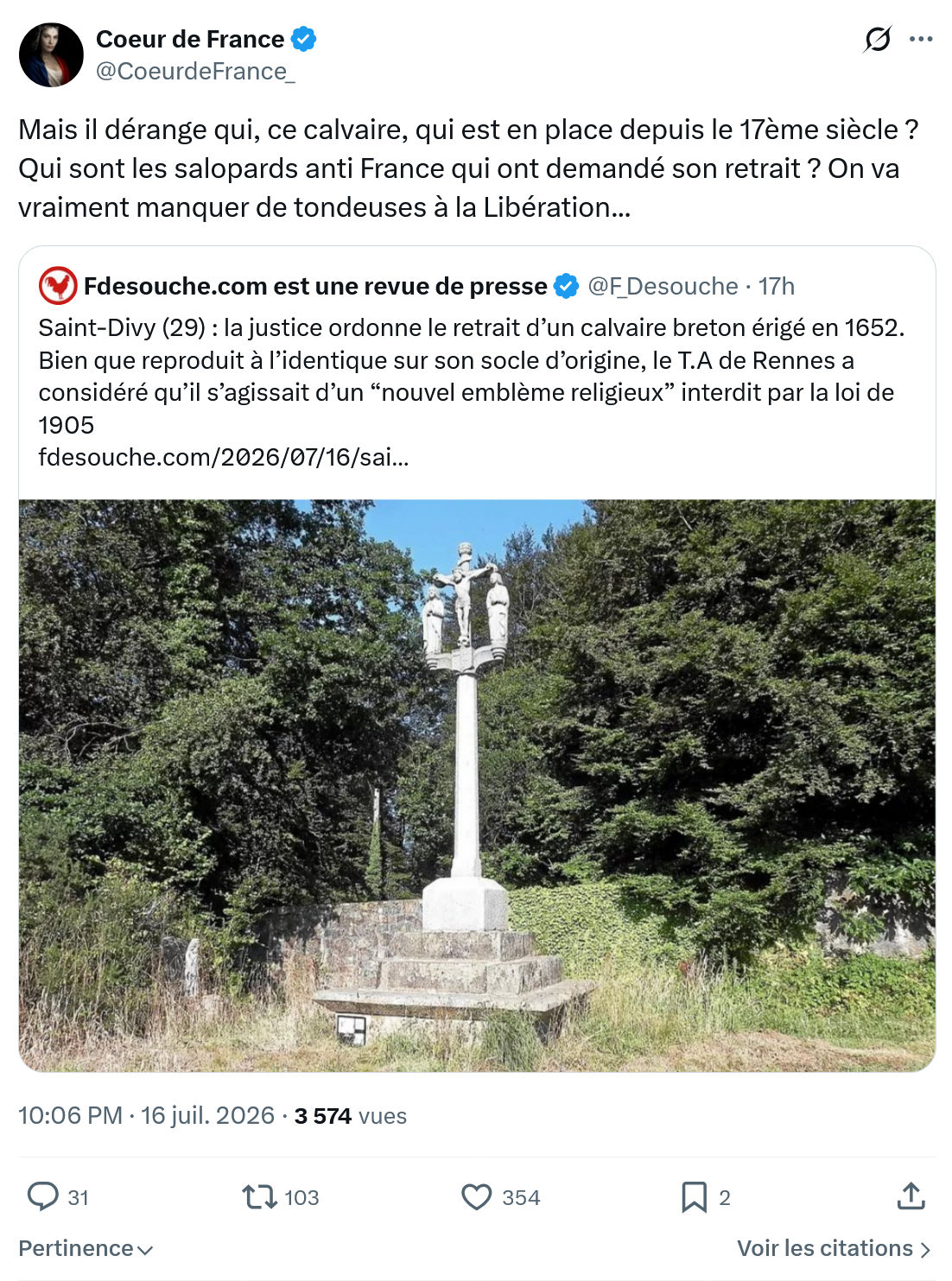 Coeur de France: Mais il dérange qui...