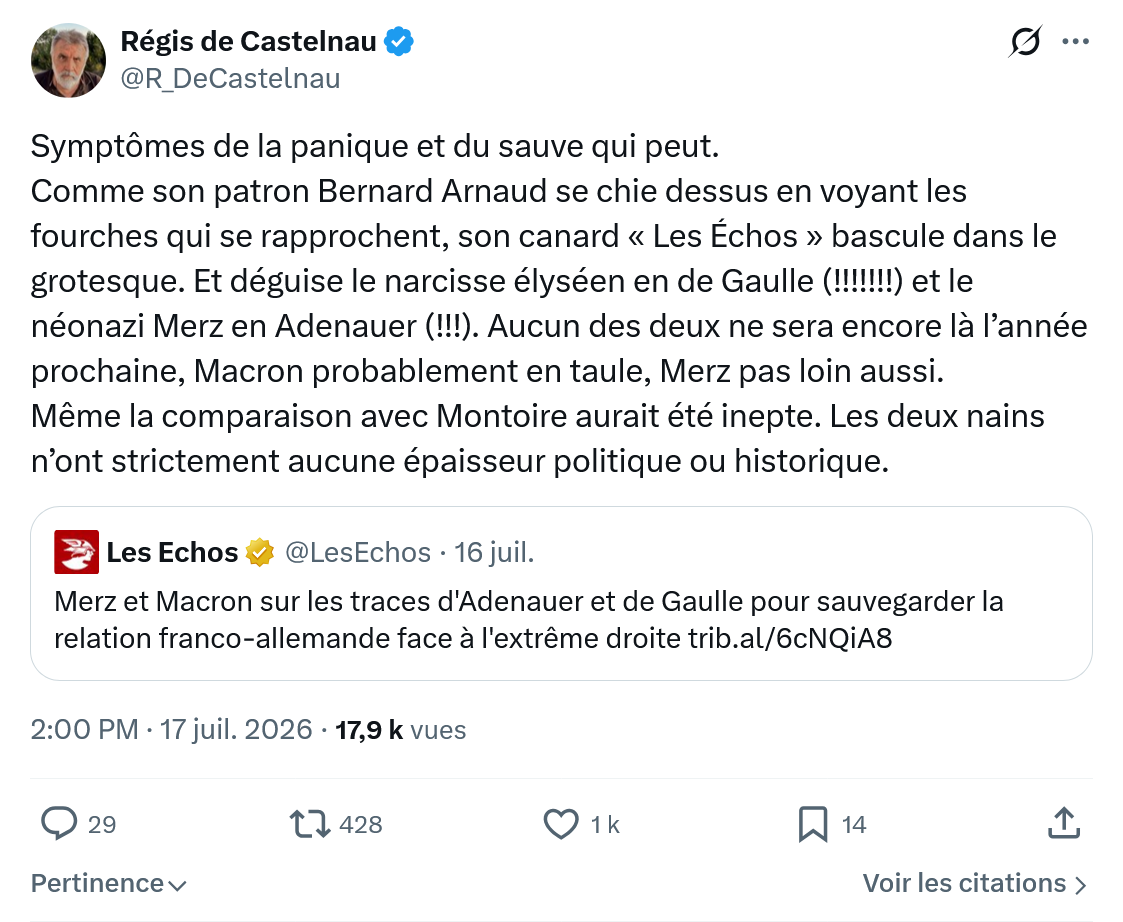 Régis de Castelnau: Symptômes de la panique et du sauve qui peut...