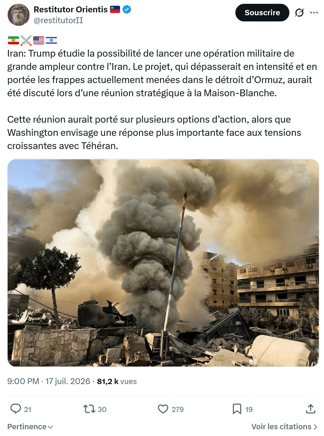 Restitutor Orientis: Trump étudie la possibilité...
