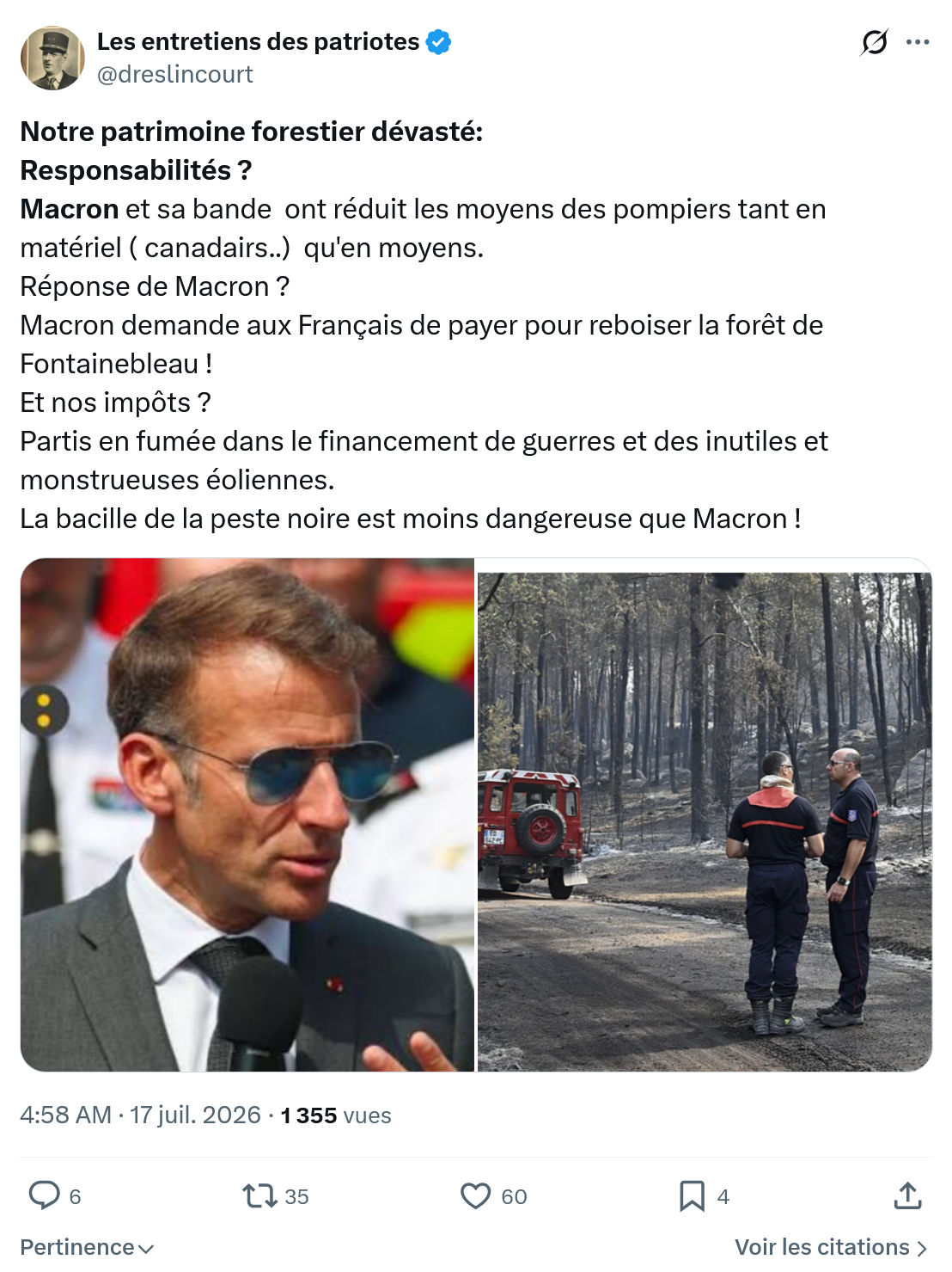 Marquis de Dreslincourt: Notre patrimoine forestier dévasté...