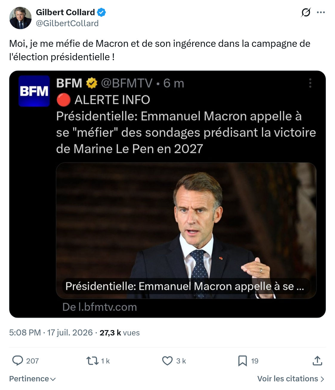 Gilbert Collard: Moi, je me méfie de Macron...