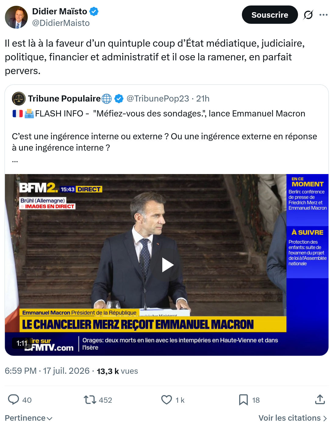 Didier Maïsto: Il est là à la faveur d’un quintuple...