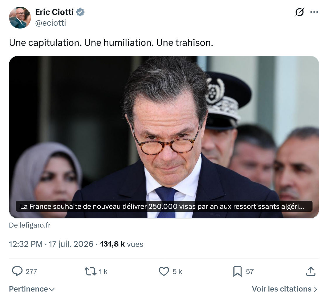 Éric Ciotti: Une capitulation...