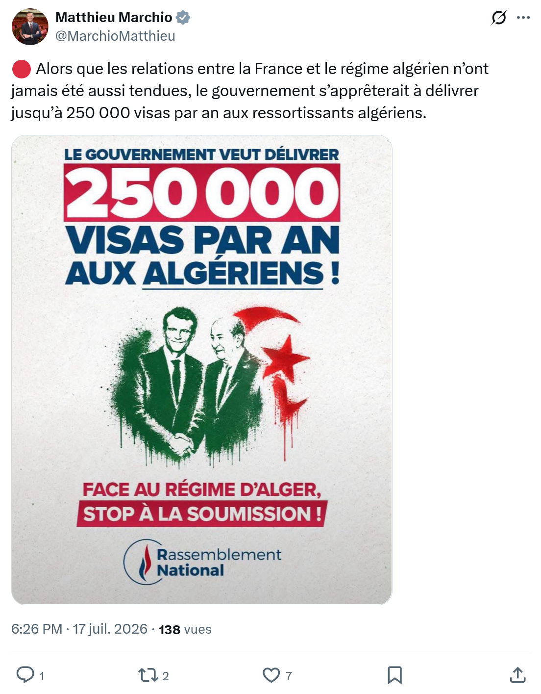 Matthieu Marchio: Alors que les relations entre la France...