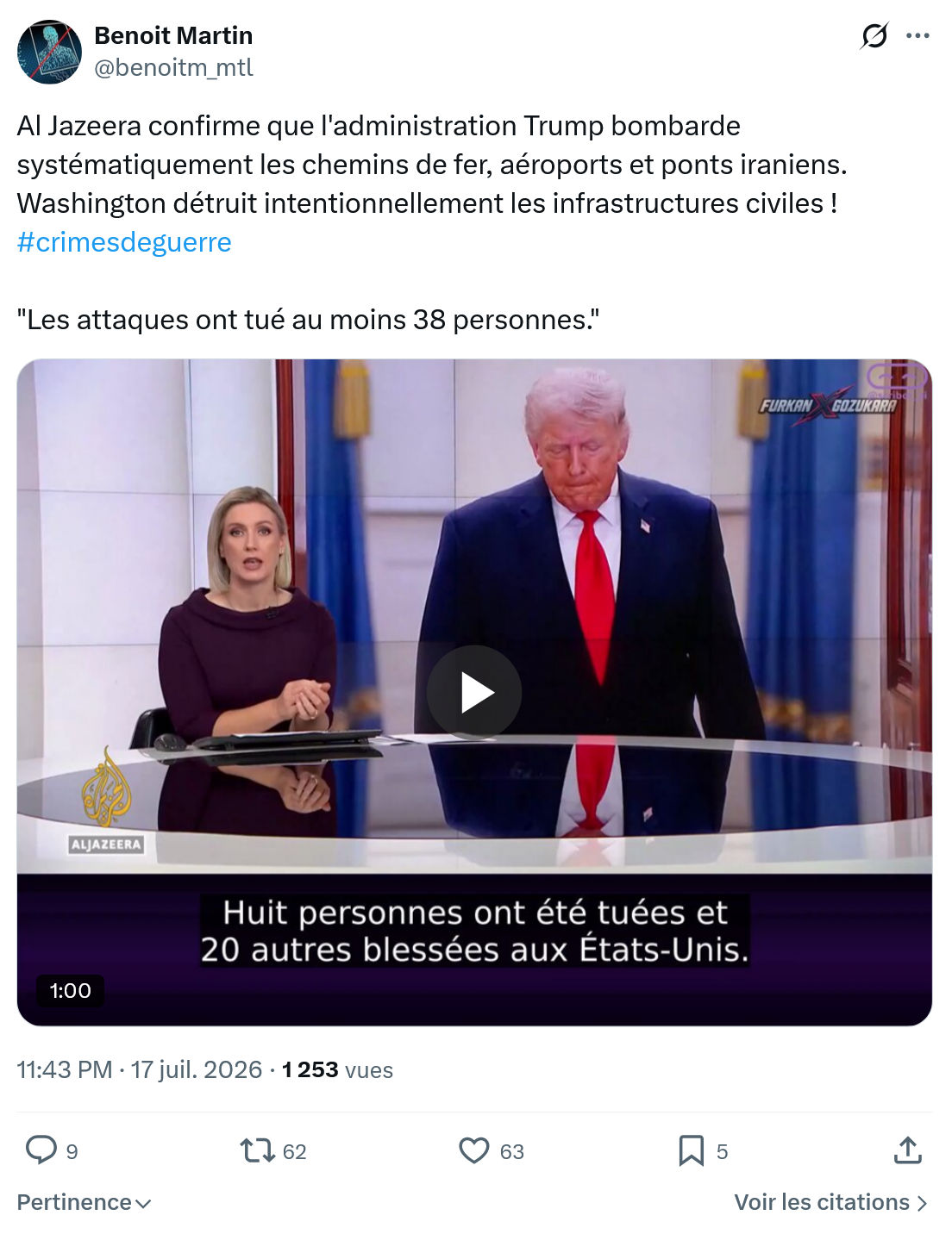 Benoît Martin: Al Jazeera confirme que l'administration Trump...