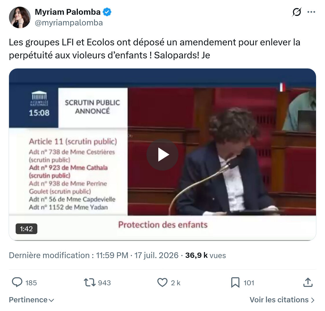 Myriam Palomba: Les groupes LFI et Ecolos...