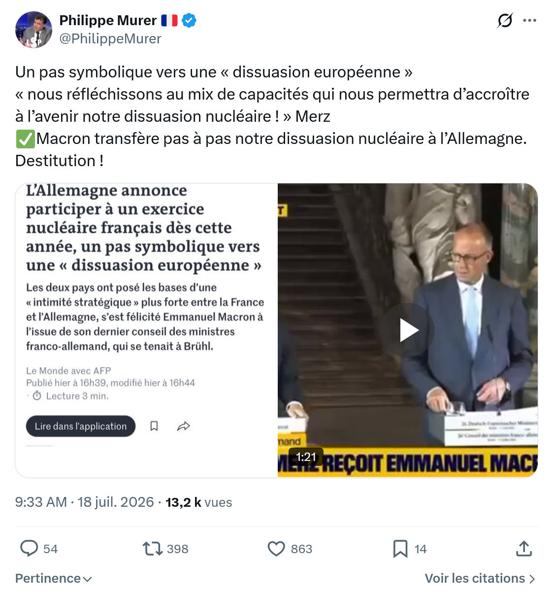 Philippe Murer: Un pas symbolique vers...