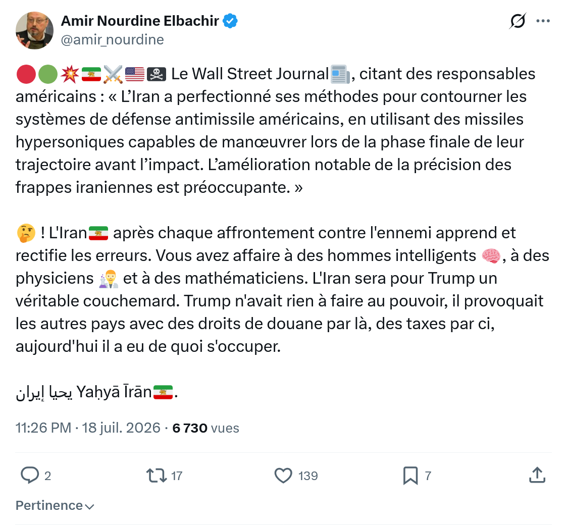Amir Nourdine Elbachir: Le Wall Street Journal...