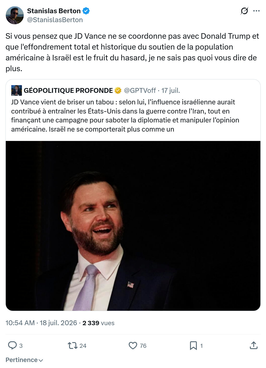 Stanislas Berton: Si vous pensez que JD Vance...