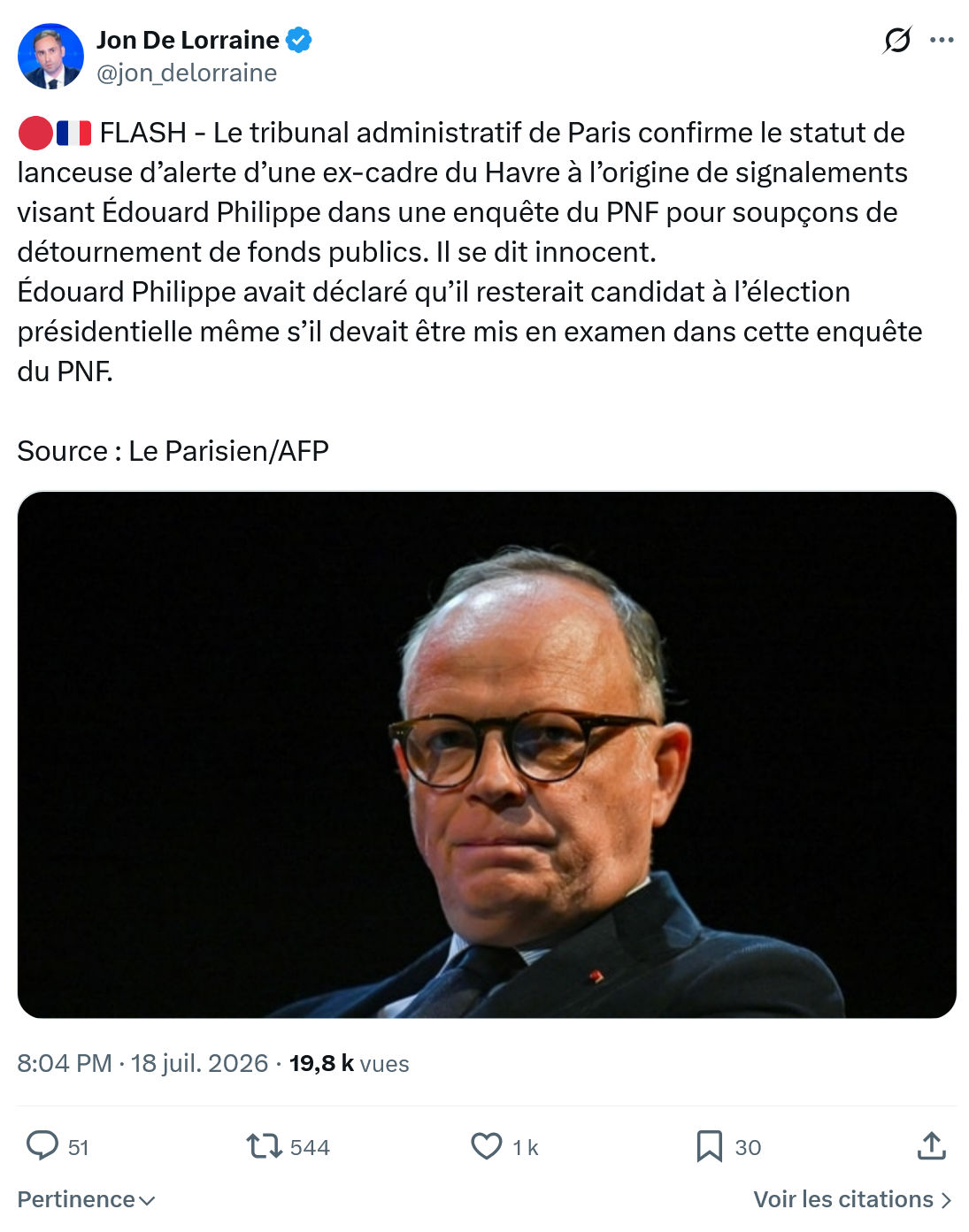 Jon De Lorraine: Le tribunal administratif de Paris...