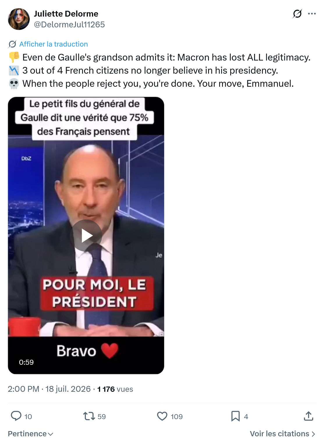 Juliette Delorme: Even de Gaulle's grandson admits it...