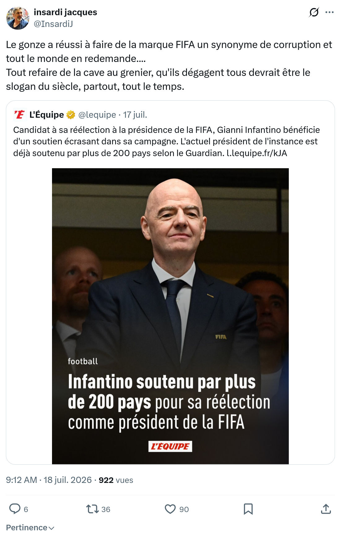 Insardi Jacques: Le gonze a réussi à faire de la marque FIFA...