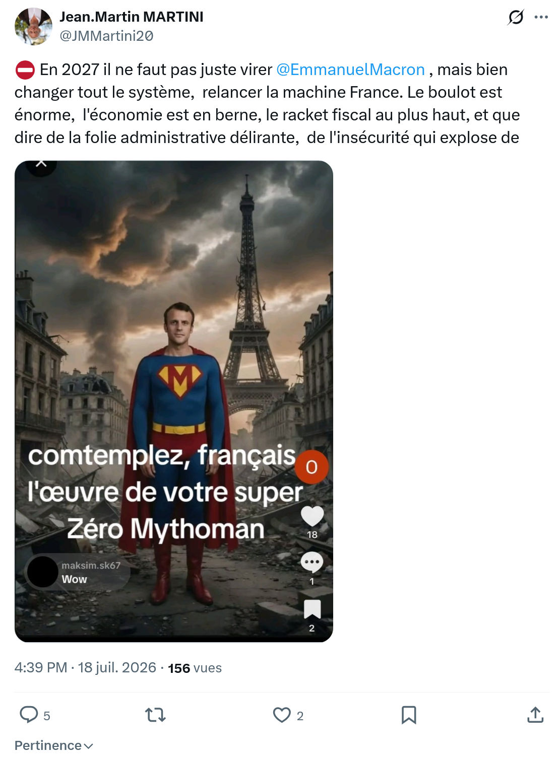 Jean-Martin Martini: En 2027 il ne faut pas juste...