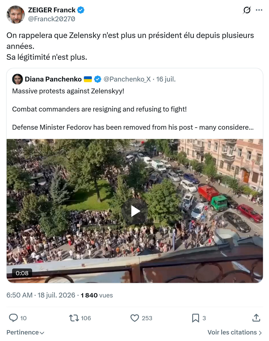 Zeiger Franck: On rappelera que Zelensky...