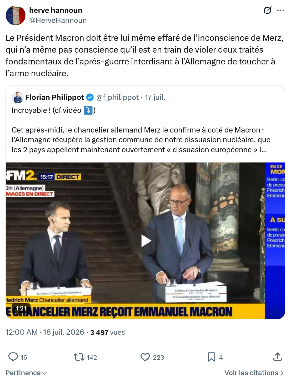 Herve Hannoun: Le Président Macron doit être...