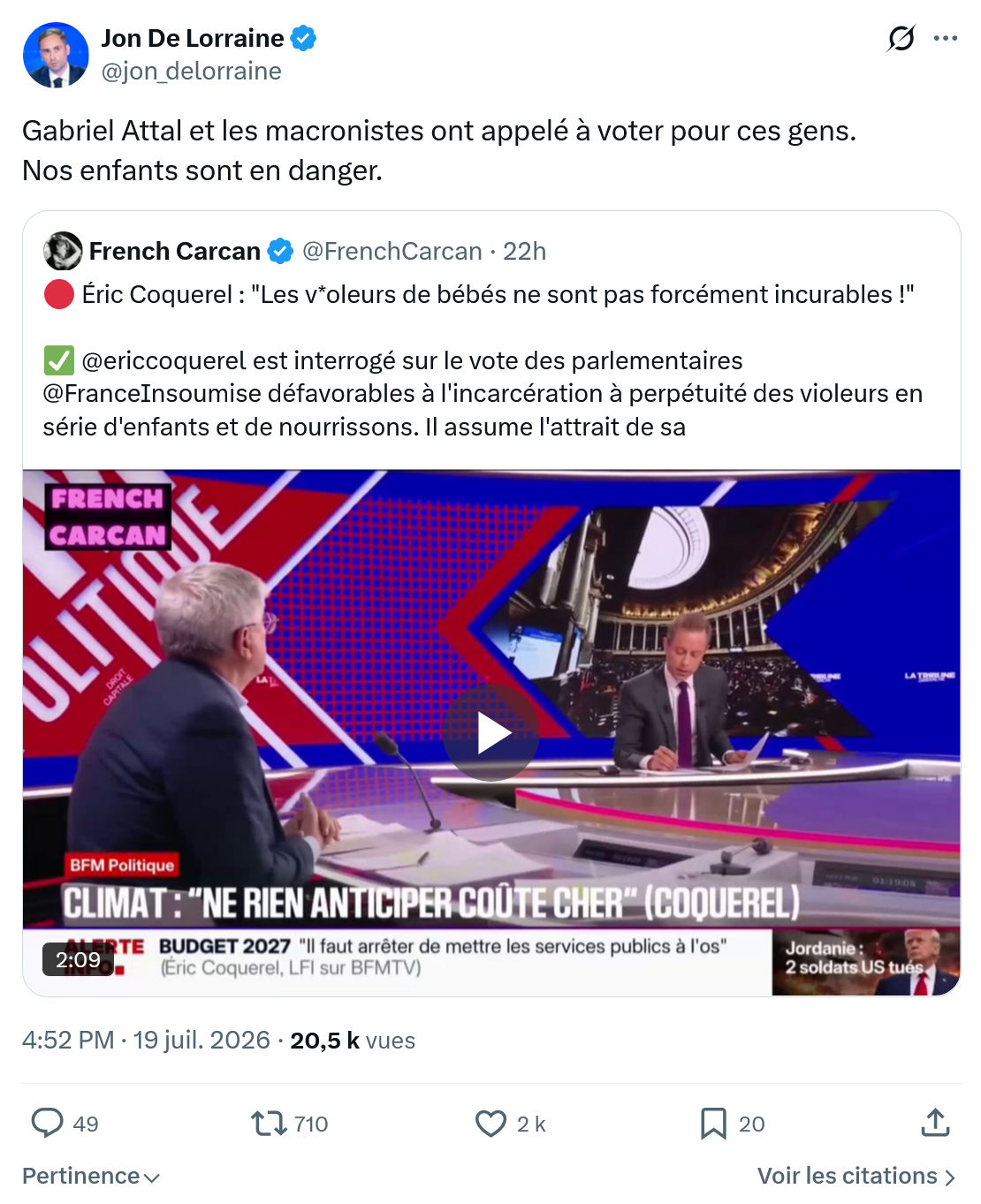 Jon De Lorraine: Gabriel Attal et les macronistes...