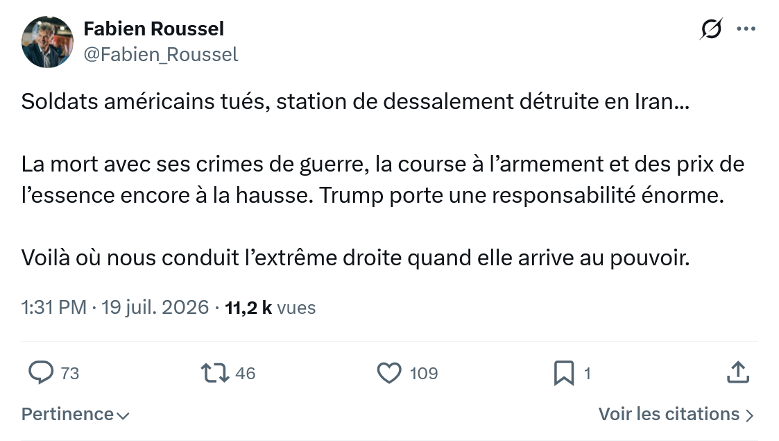 Fabien Roussel: Soldats américains tués...