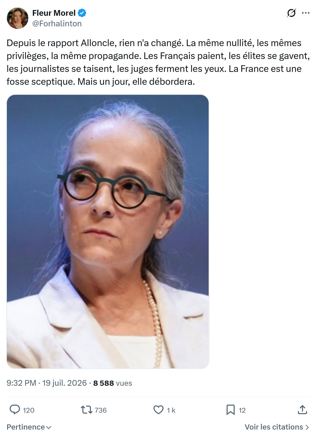 Fleur Morel: Depuis le rapport Alloncle...
