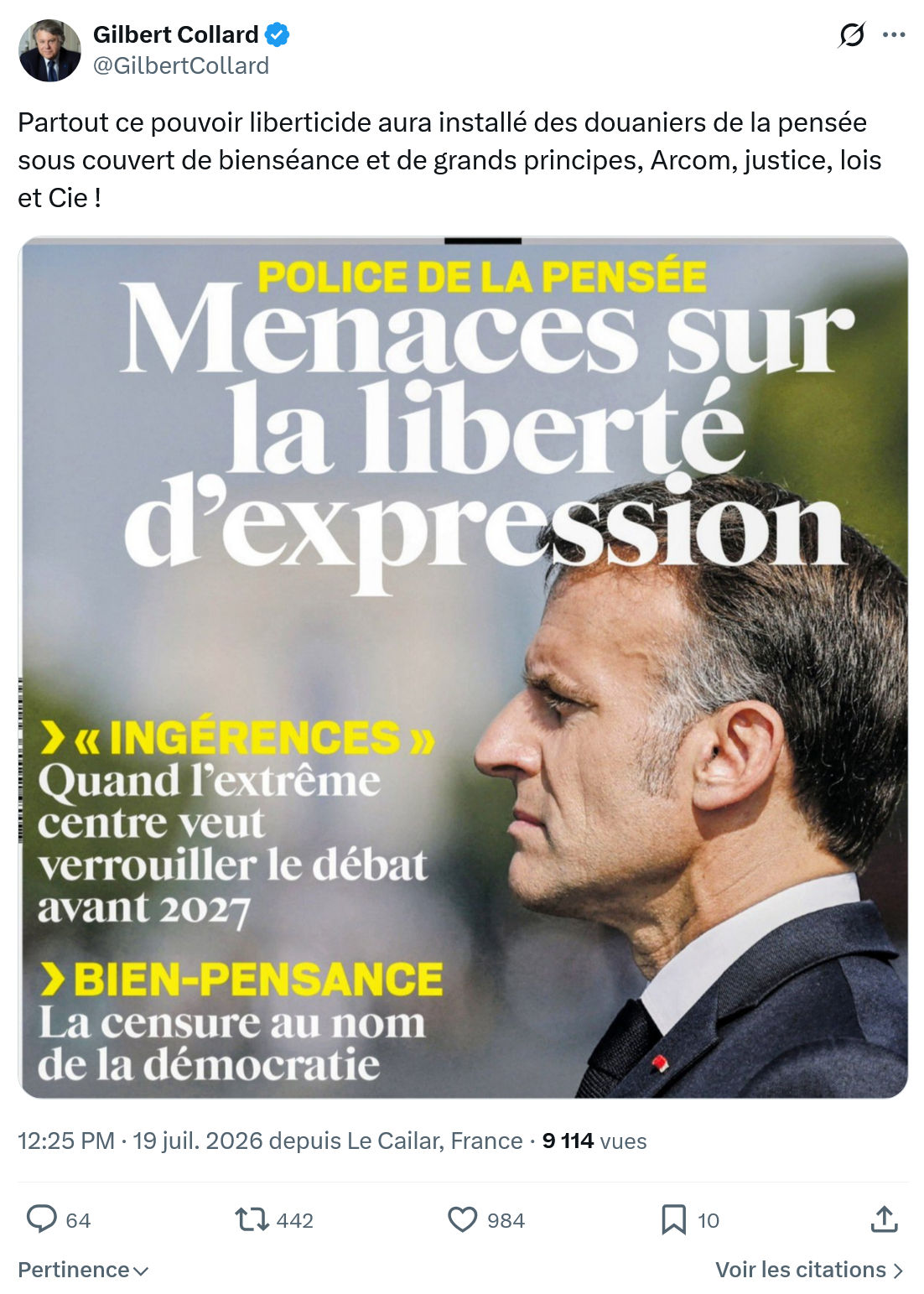 Gilbert Collard: Partout ce pouvoir liberticide...