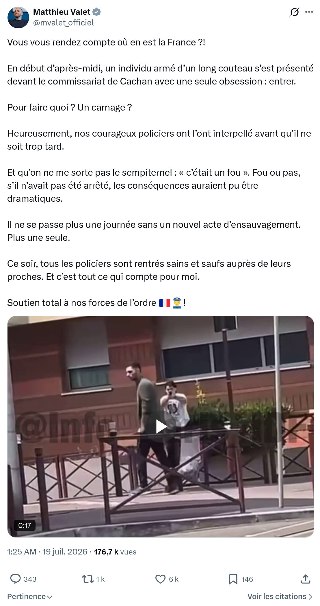 Matthieu Valet: Vous vous rendez compte où en est la France...