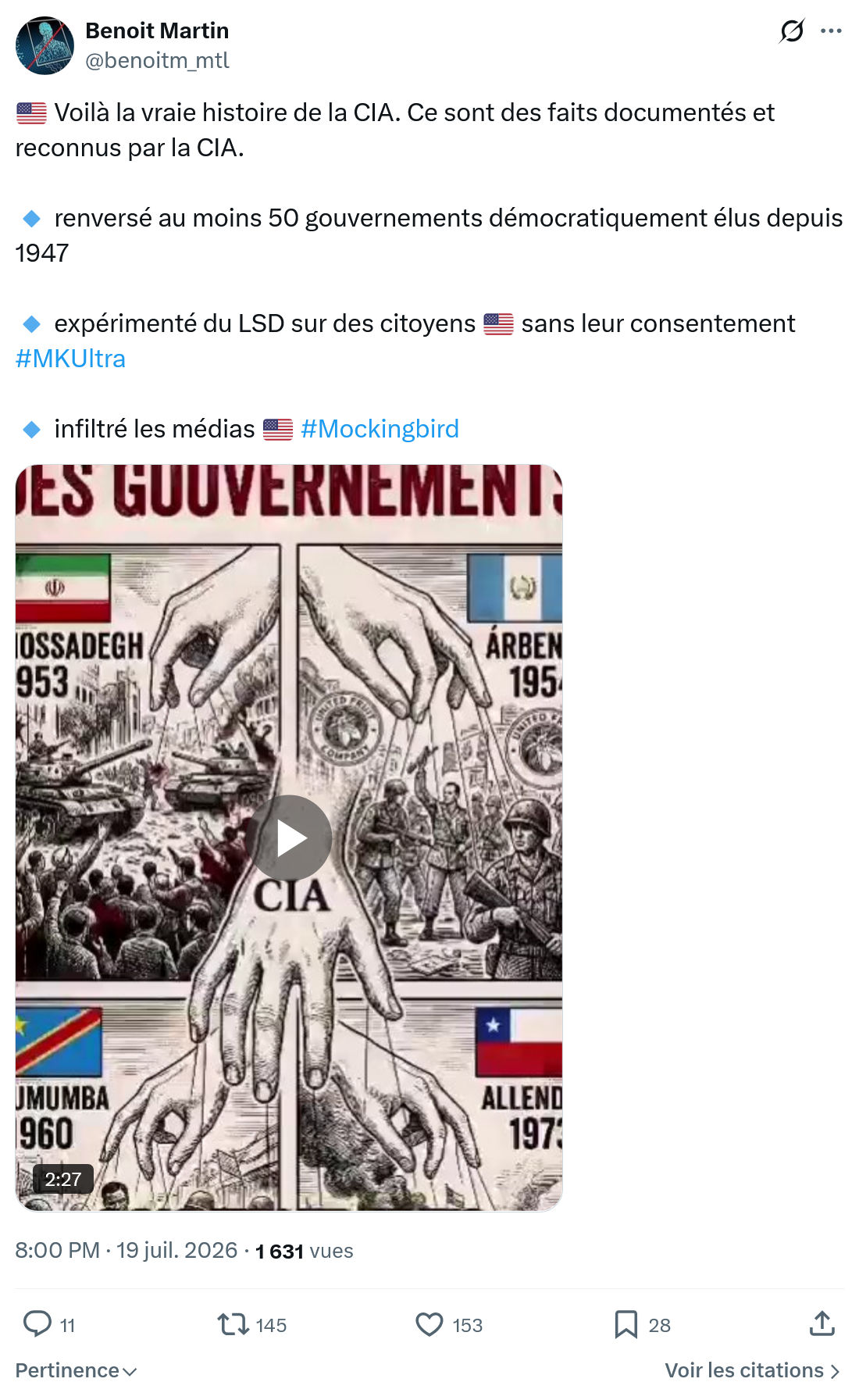 Benoît Martin: Voilà la vraie histoire de la CIA...