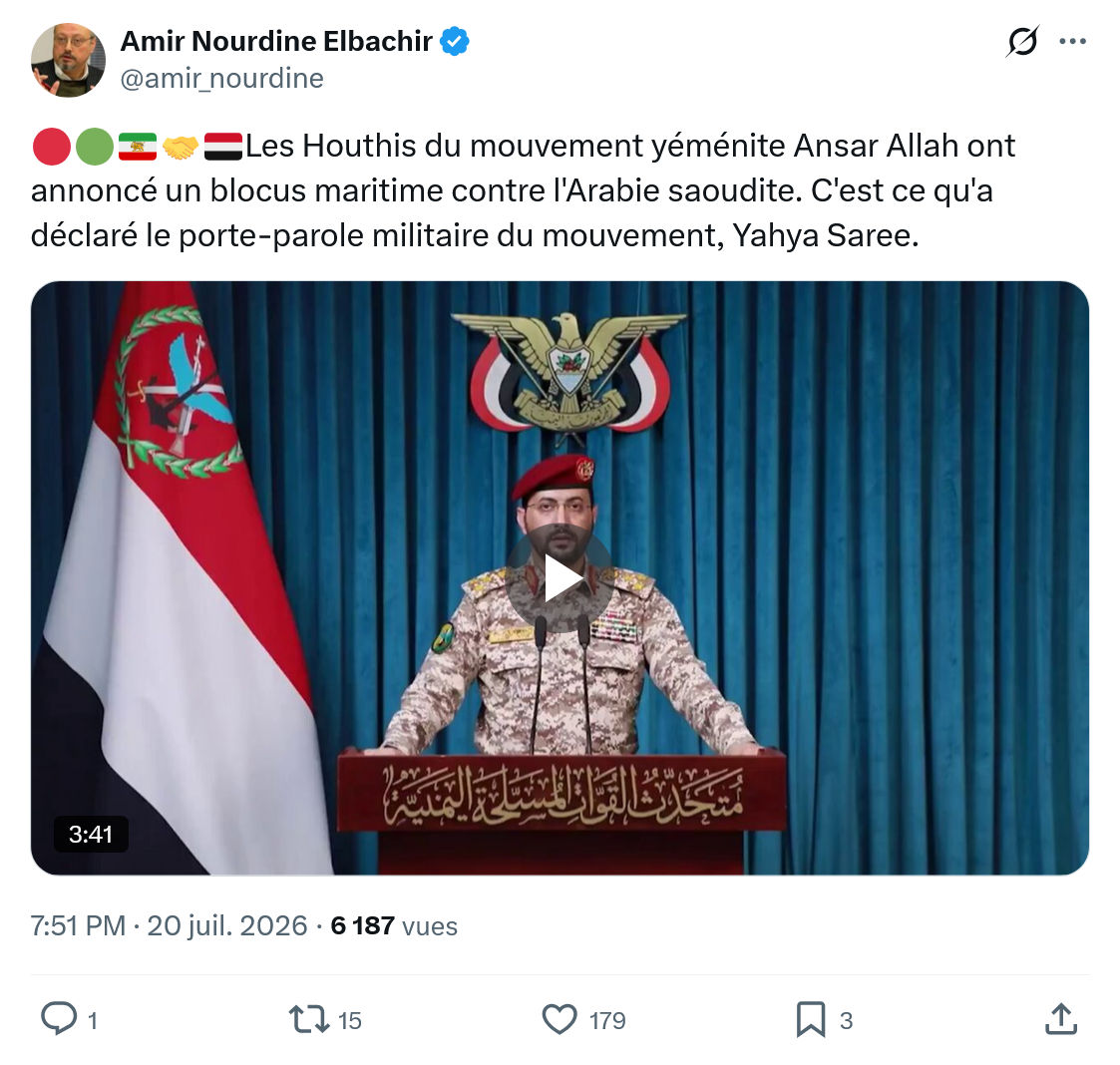 Amir Nourdine Elbachir: Houthis du mouvement yéménite...
