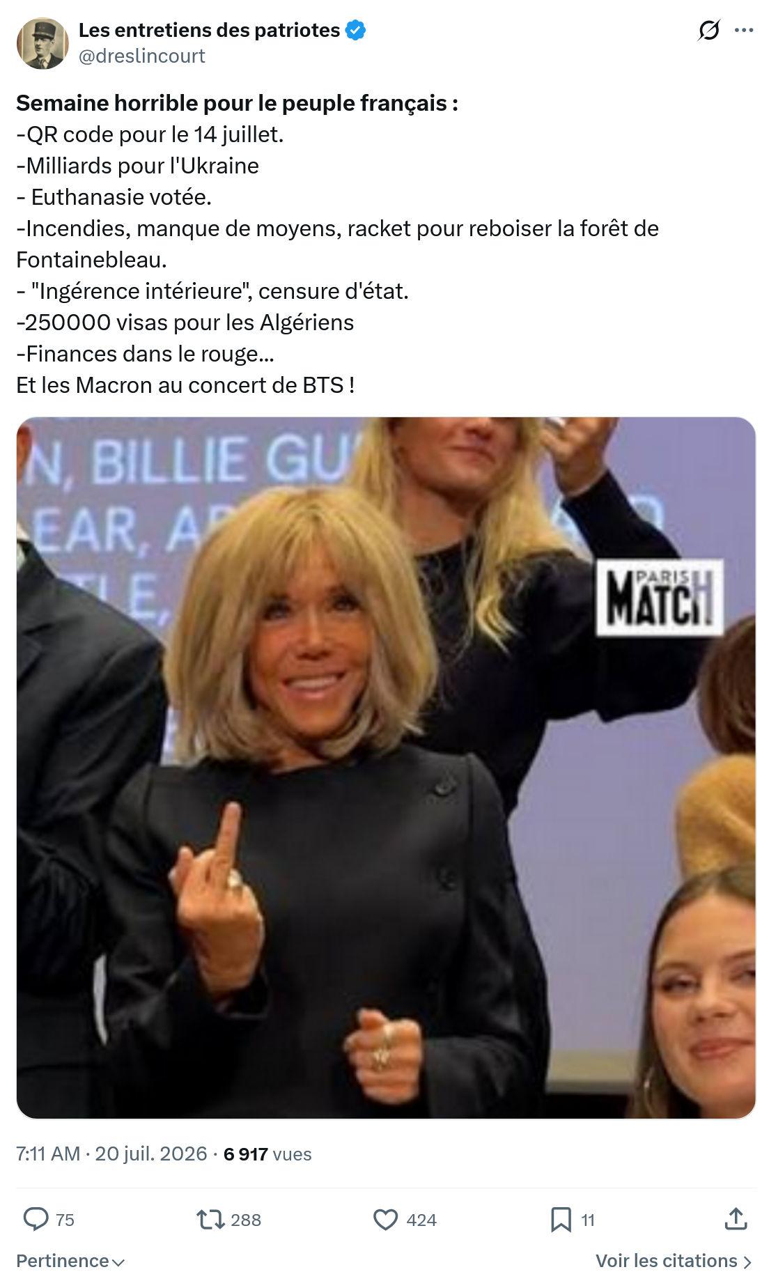 Marquis de Dreslincourt: Semaine horrible pour le peuple français...