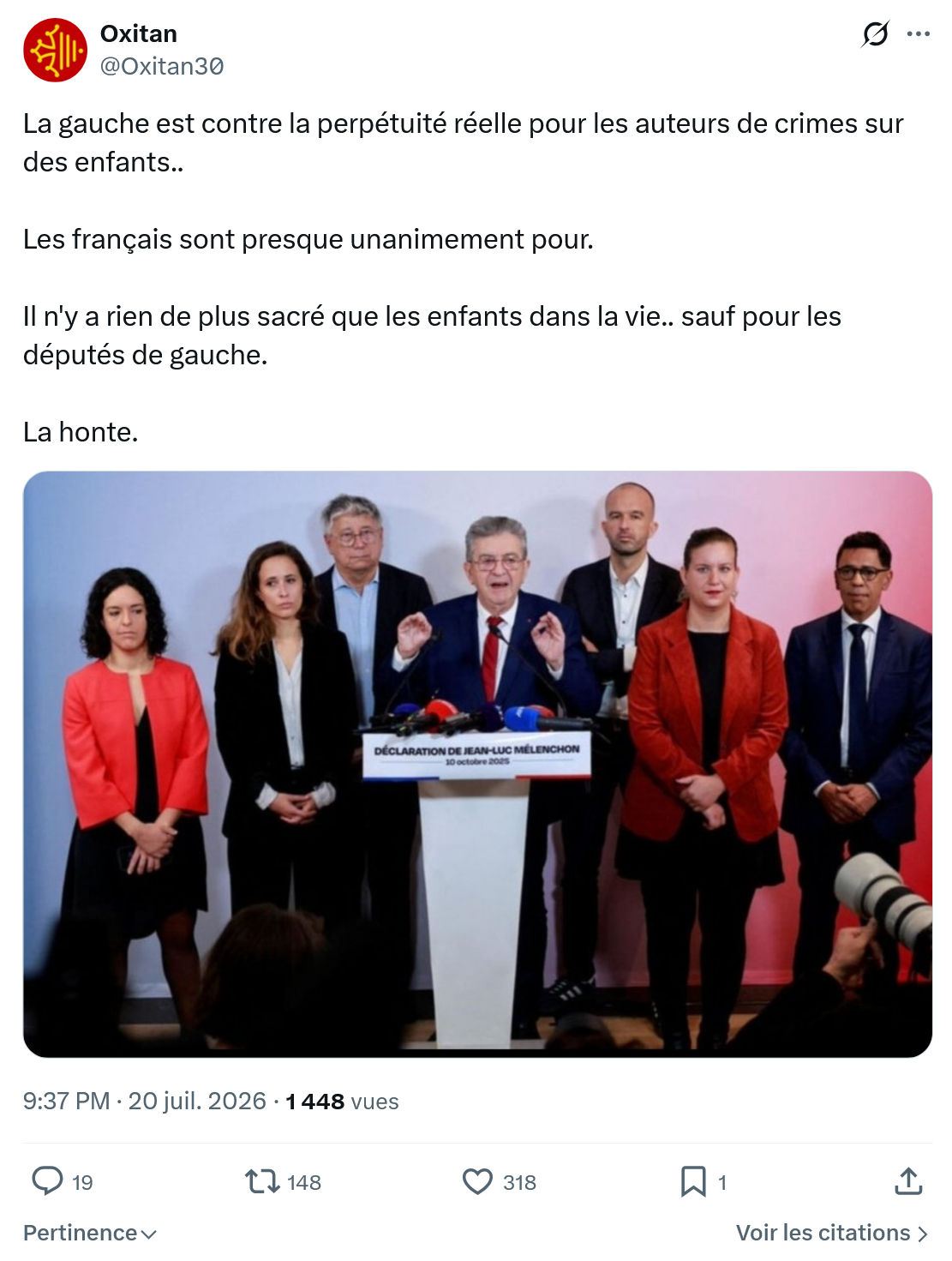 Oxitan: La gauche est contre la perpétuité...