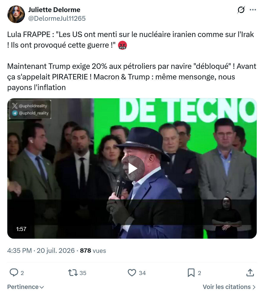 Juliette Delorme: Lula FRAPPE...