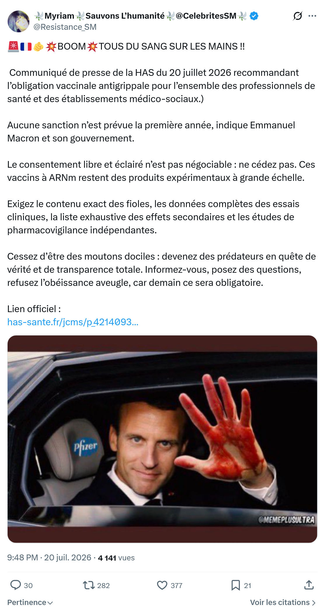Myriam: TOUS DU SANG SUR LES MAINS !!...