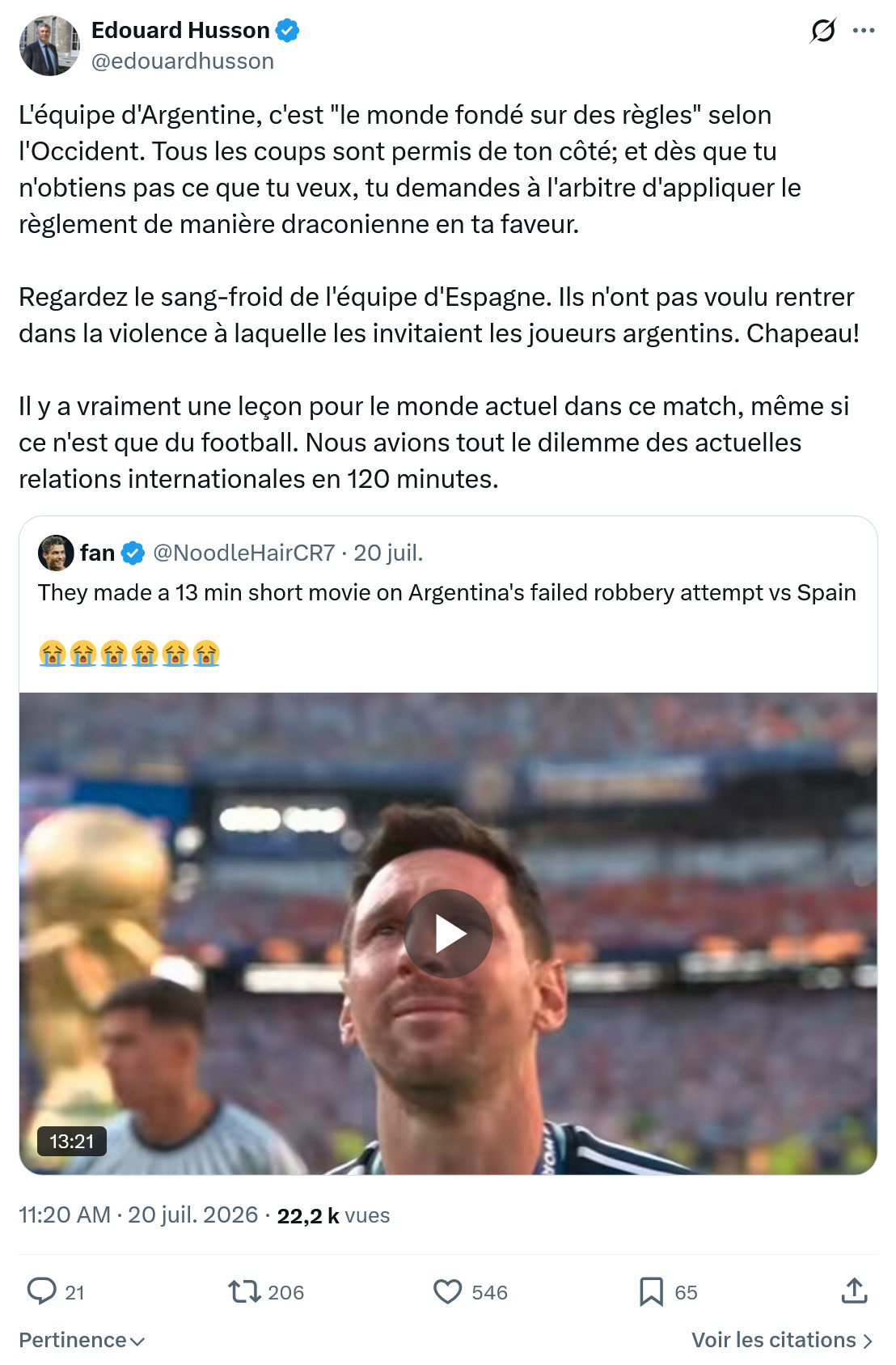 Édouard Husson: L'équipe d'Argentine...