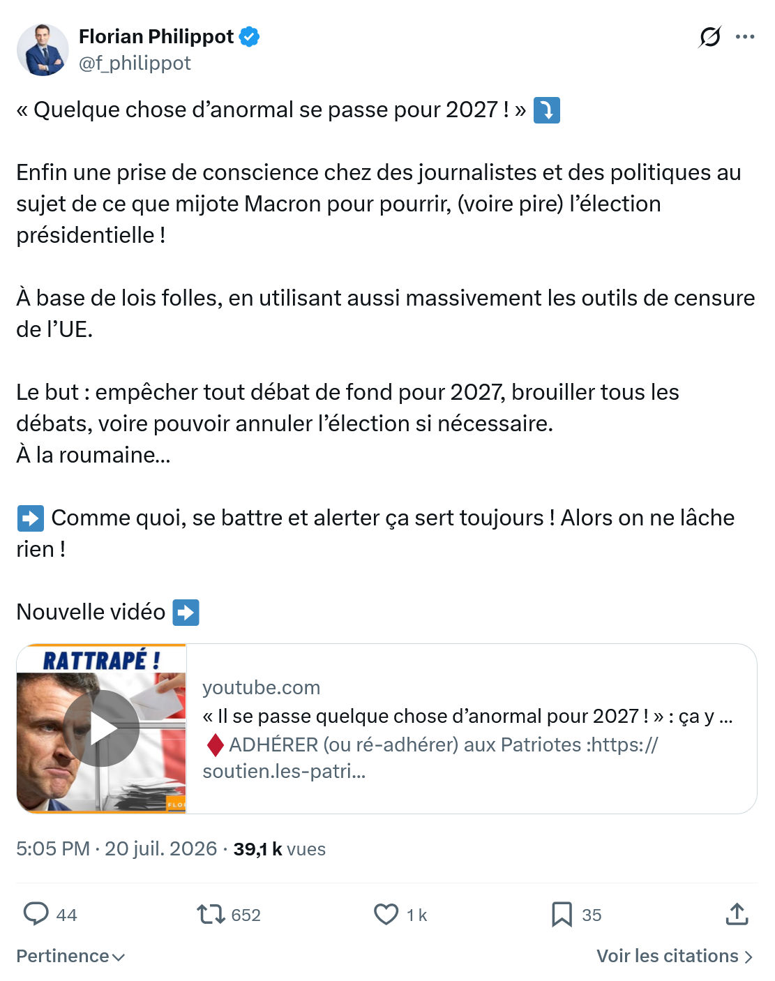Florian Philippot: Quelque chose d’anormal...