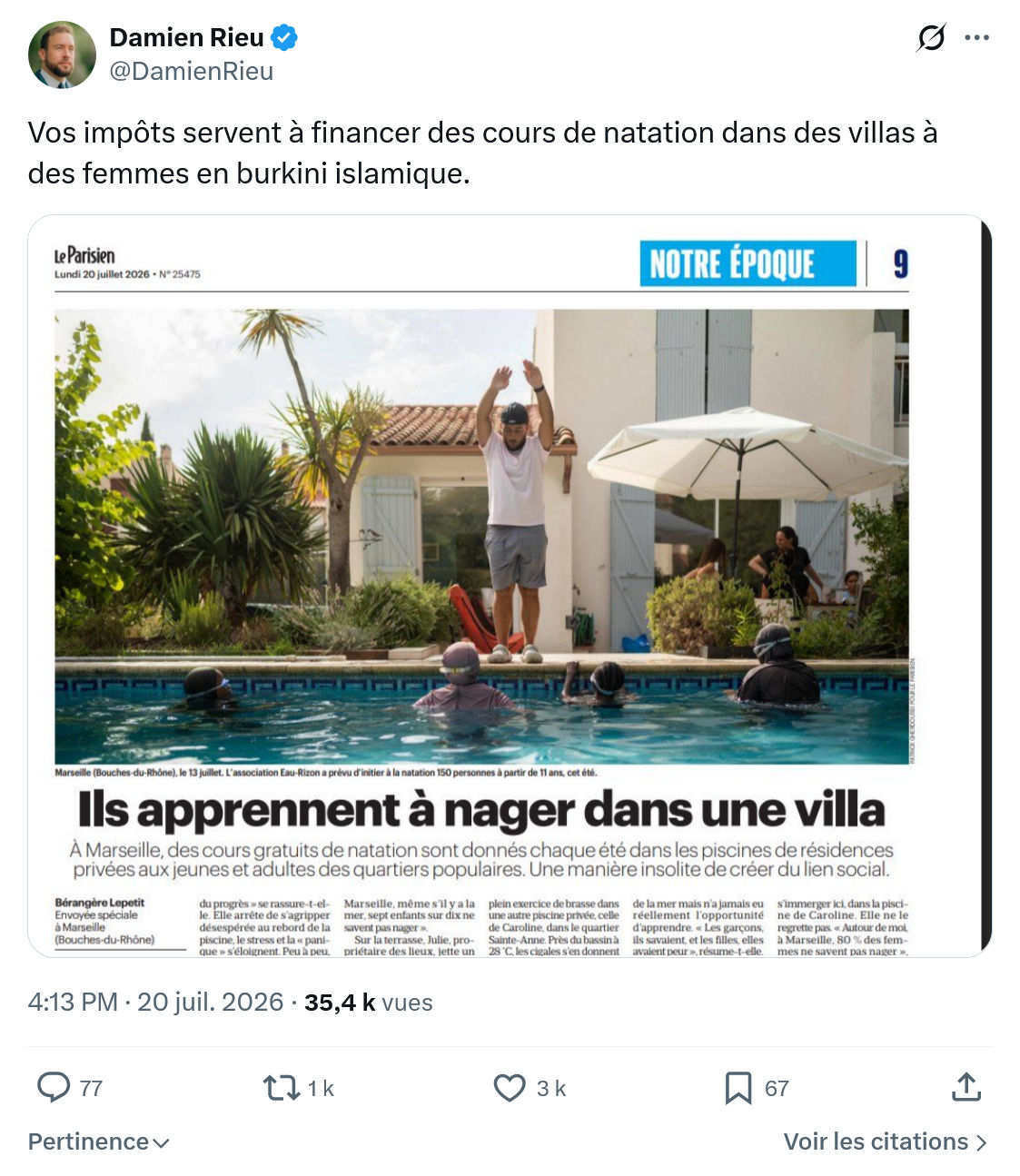 Damien Rieu: Vos impôts servent à financer...