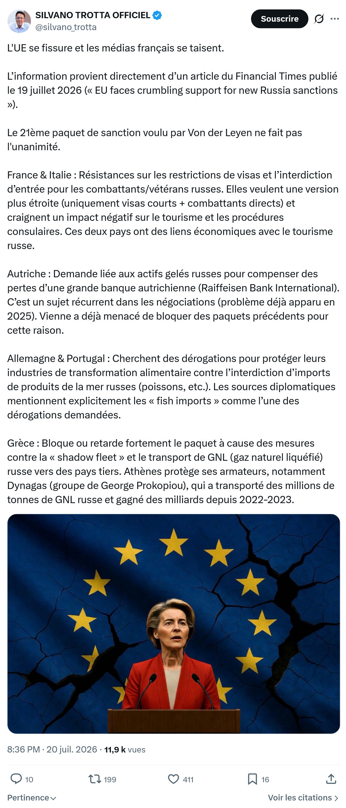 Silvano Trotta: L'UE se fissure et les médias...