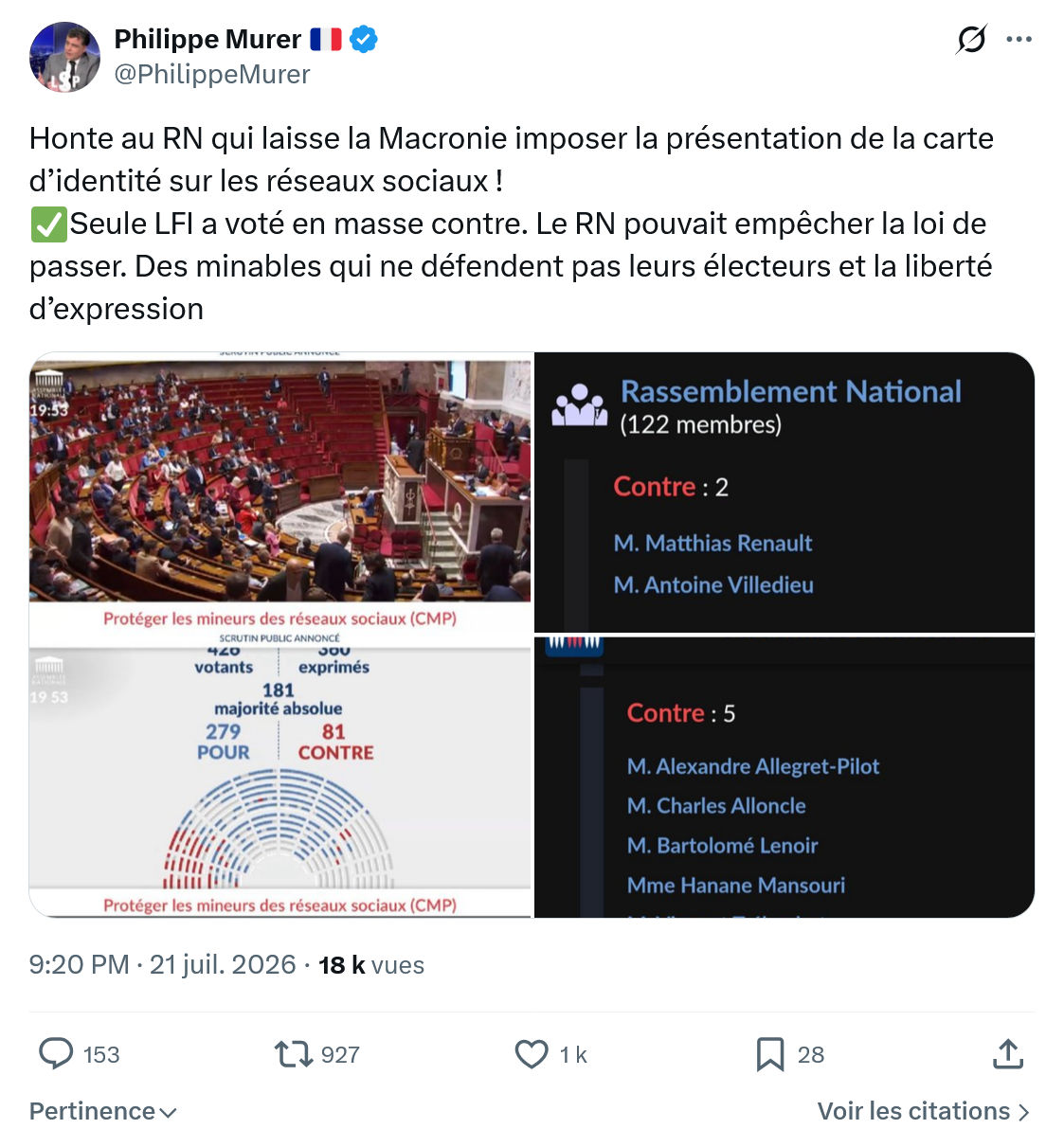 Philippe Murer: Honte au RN qui laisse la Macronie...