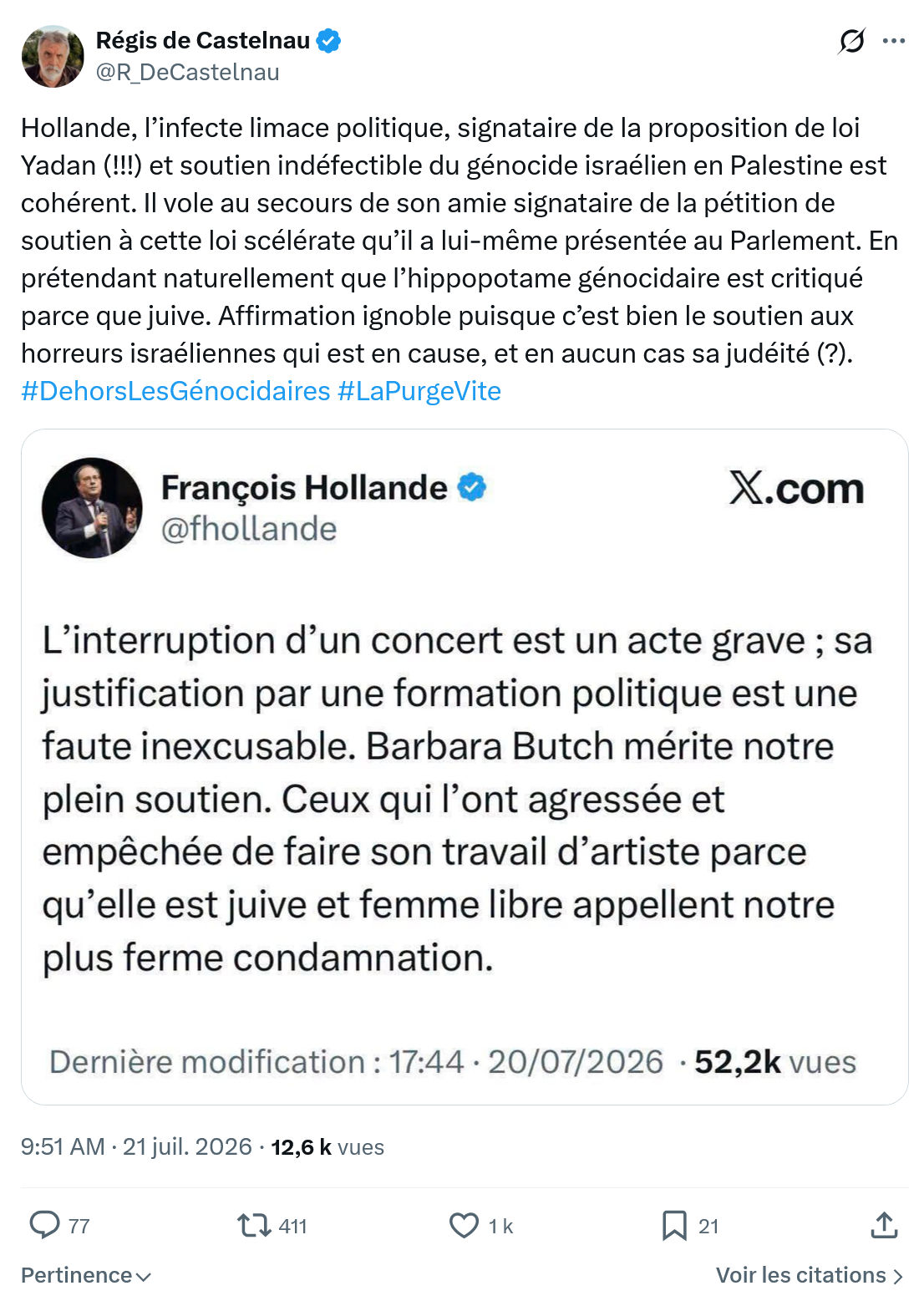 Régis de Castelnau: Hollande, l’infecte limace politique...