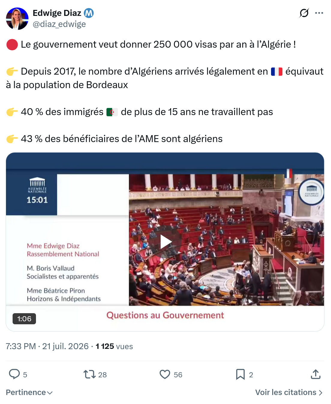Edwige Diaz: Le gouvernement veut donner 250 000...