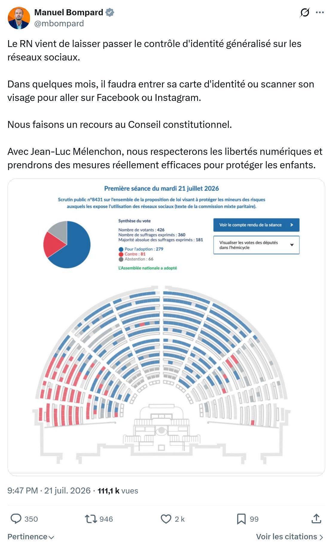 Manuel Bompard: Le RN vient de laisser passer...