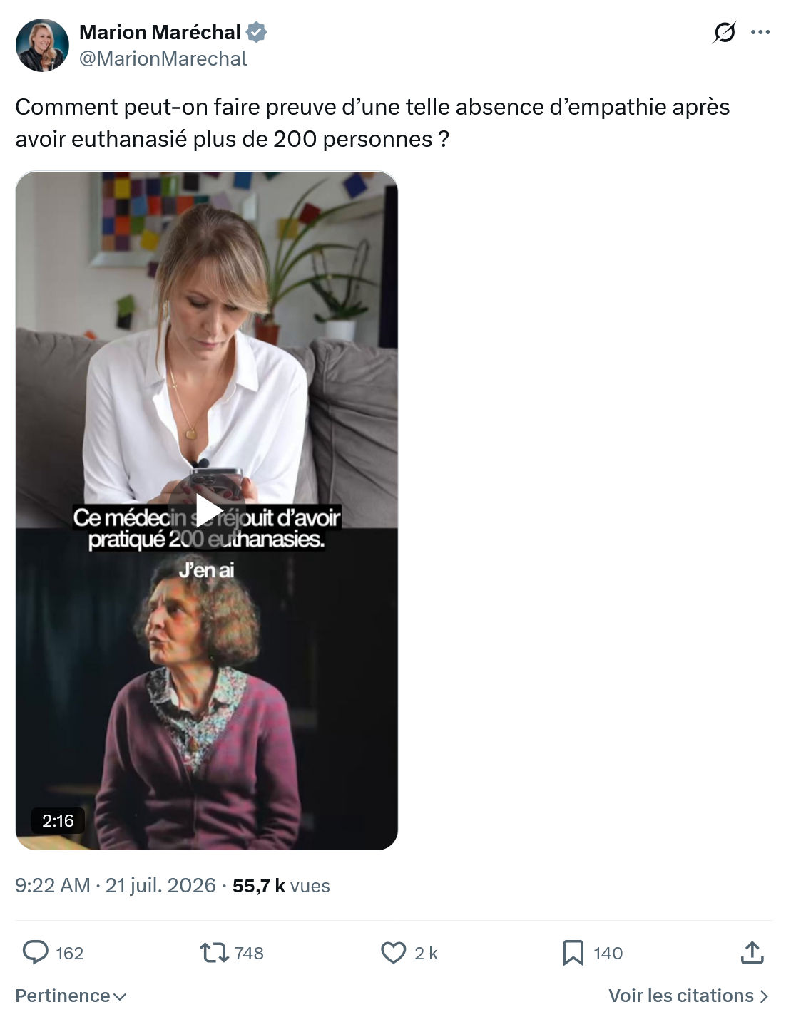 Marion Maréchal- Le Pen: Comment peut-on faire preuve...