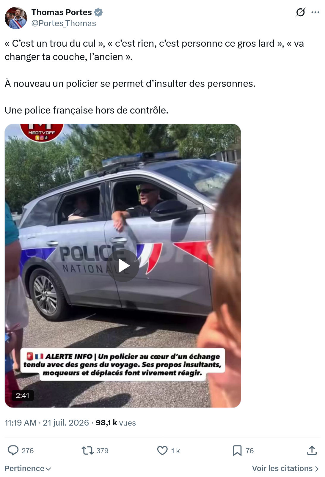 Thomas Portes: C’est un trou du cul...