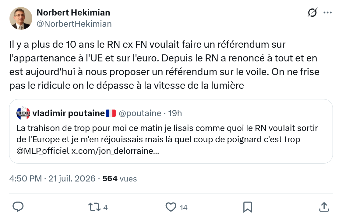 Norbert Hekimian: Il y a plus de 10 ans le RN ex FN...
