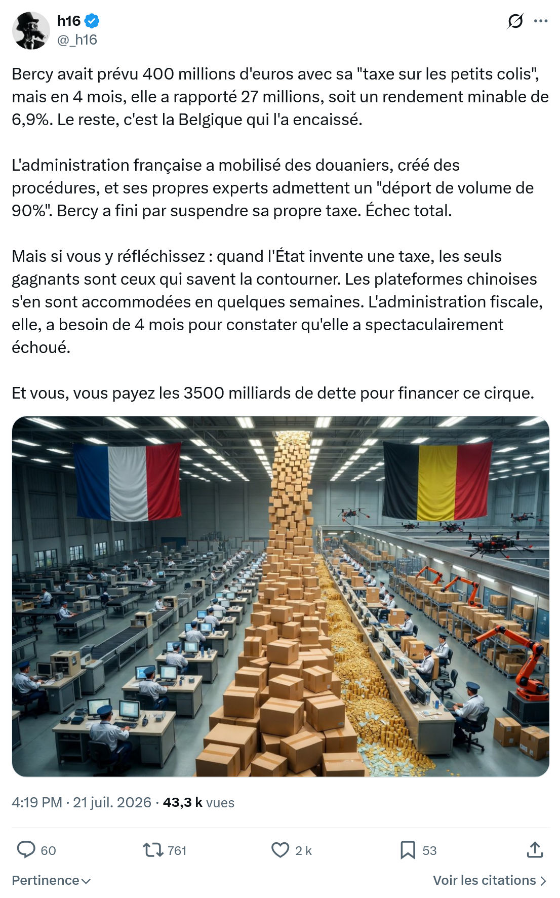 h16: Bercy avait prévu 400 millions...