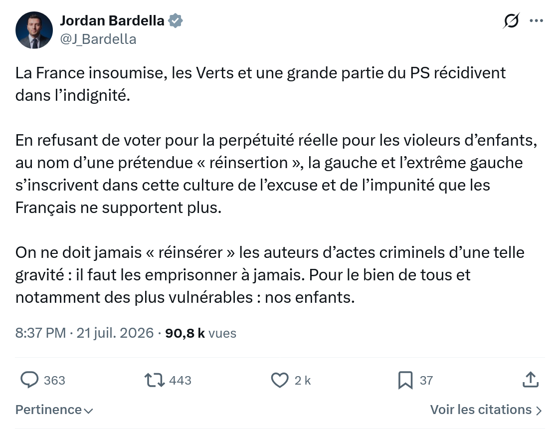 Jordan Bardella: La France insoumise...